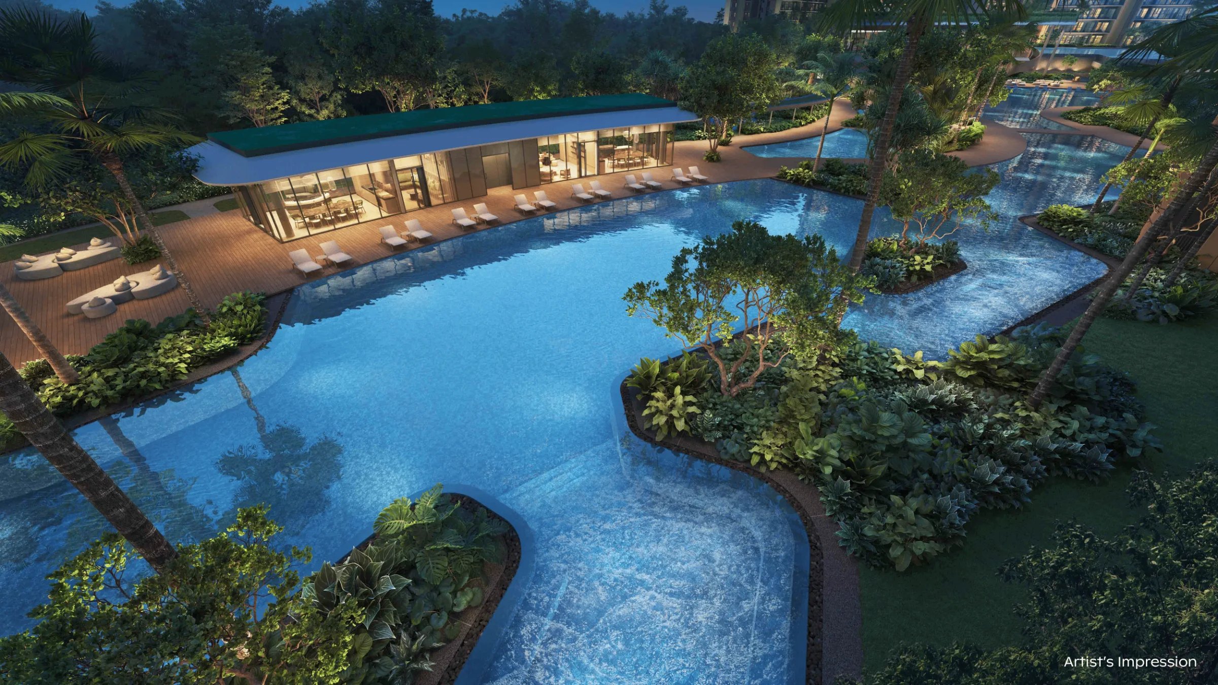 Artist's impression of the Canopy Lap Pool and Hammock Cove