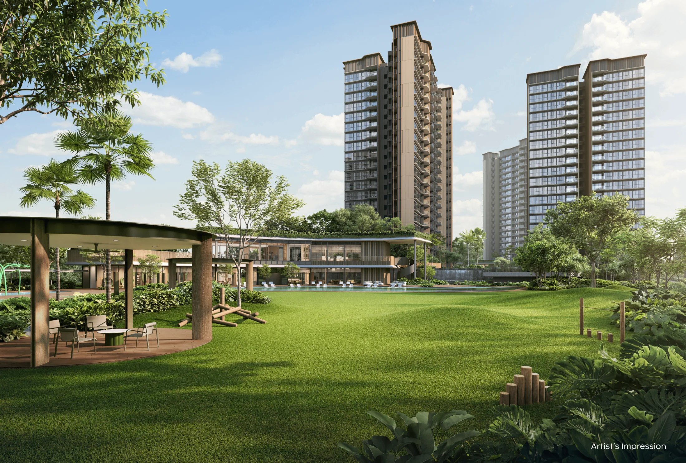 Artist's impression of Thomson Reserve's towers behind the Grand Lawn