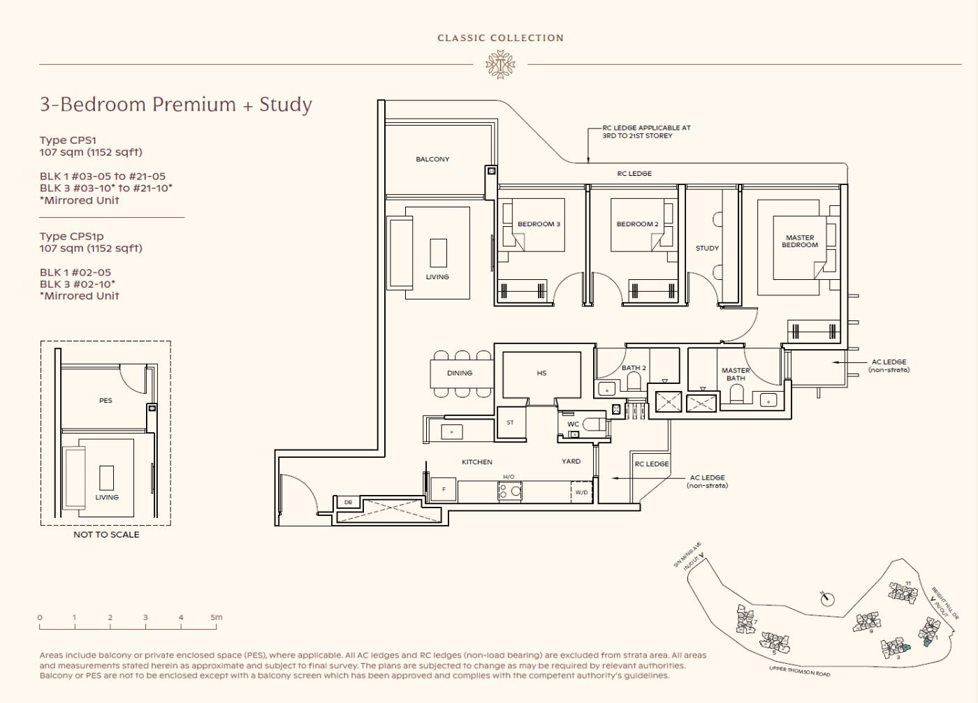 Floor plan, 3 Bedroom Premium + Study Type CPS1, 1,152 sq ft