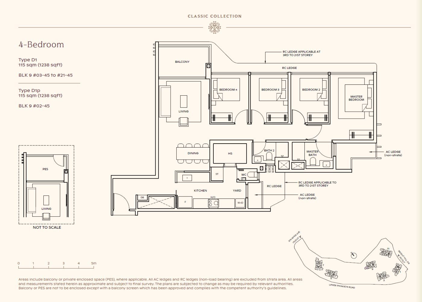 Floor plan, 4 Bedroom Type D1, 1,238 sq ft