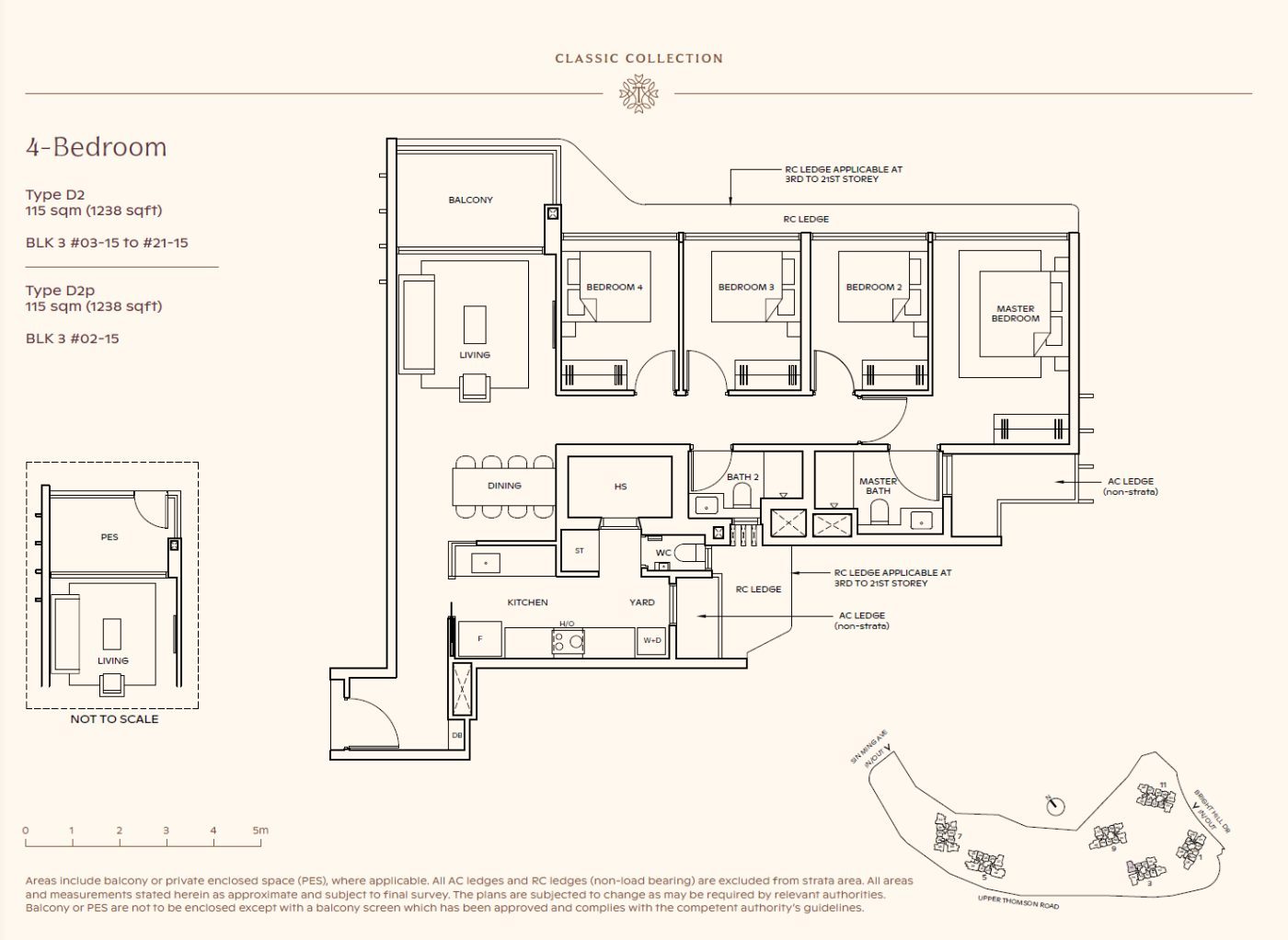 Floor plan, 4 Bedroom Type D2, 1,238 sq ft