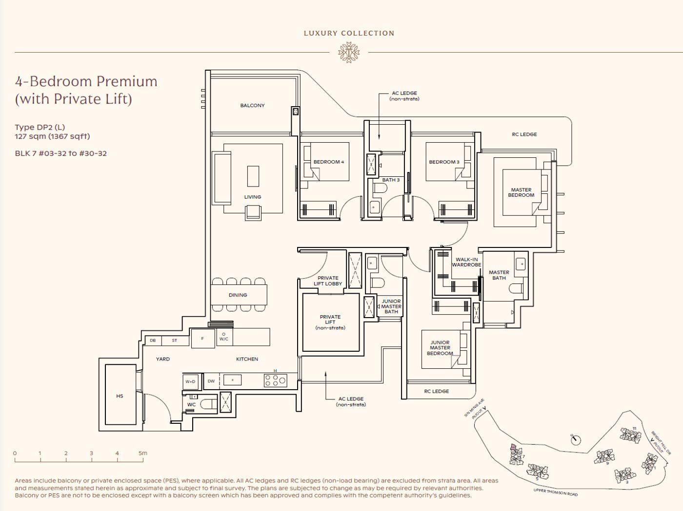 Floor plan, 4 Bedroom Premium (Private Lift) Type DP2 (L), 1,367 sq ft
